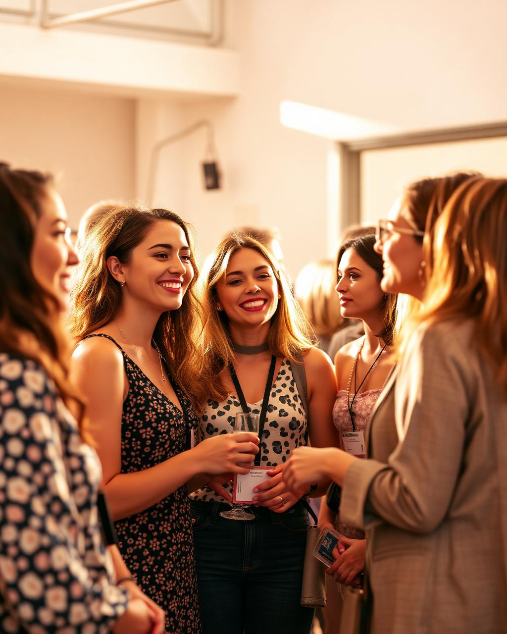 Young women networking at a community event